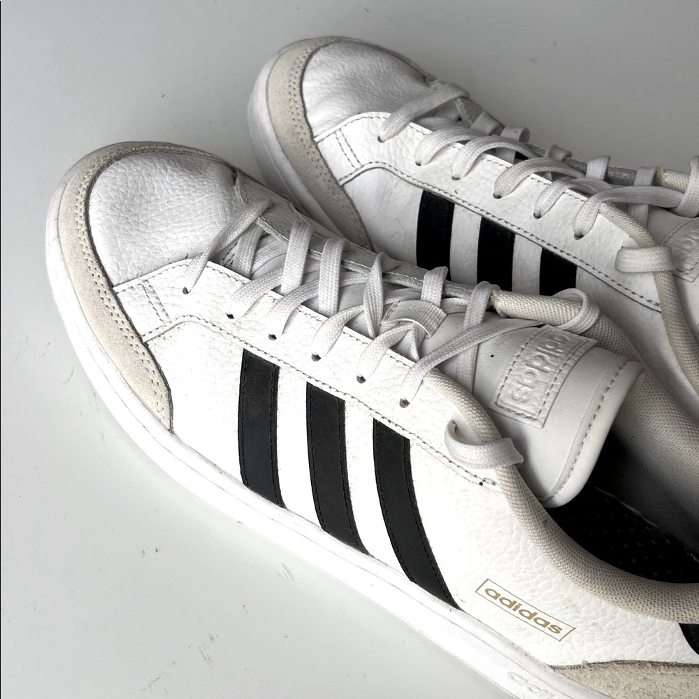 Adidas Grand Court SE Cloud White/Black/Orbit Grey 3 Stripe Leather Suede 11 - Picture 8 of 13